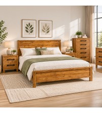 Toffee Bedroom Suite – 4 Piece Set with Tallboy in Oak Finish Toffee Bedroom Suite – 4 Piece Set with Tallboy in Oak Finish